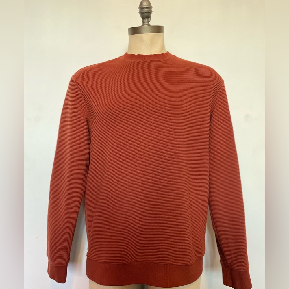 H&M Men’s Regular Fit Ribbed Sweatshirt Size L Rust Red